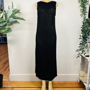 Zara Maxi Sweater Dress Sz L Black Knit Coverup Sleeveless Minimalist